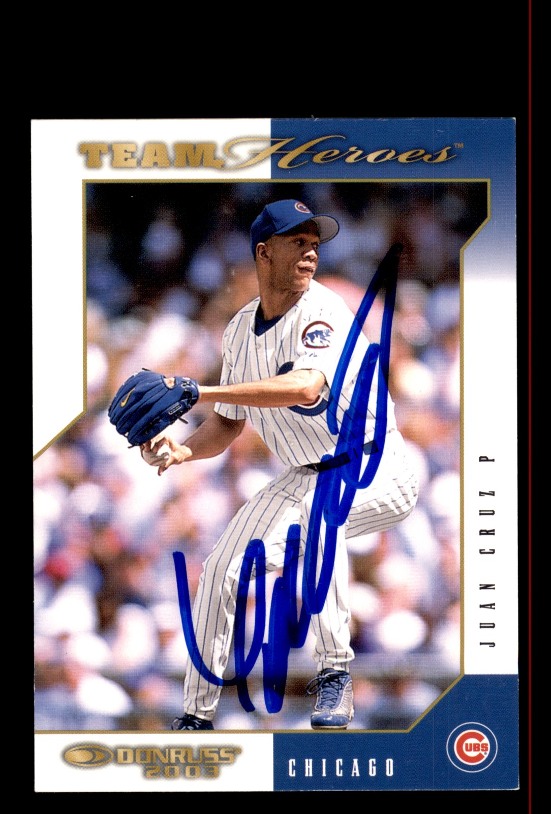 Signed Baseball Card Auto Juan Cruz 2003 Donruss Team Heroes #116 Chicago Cubs