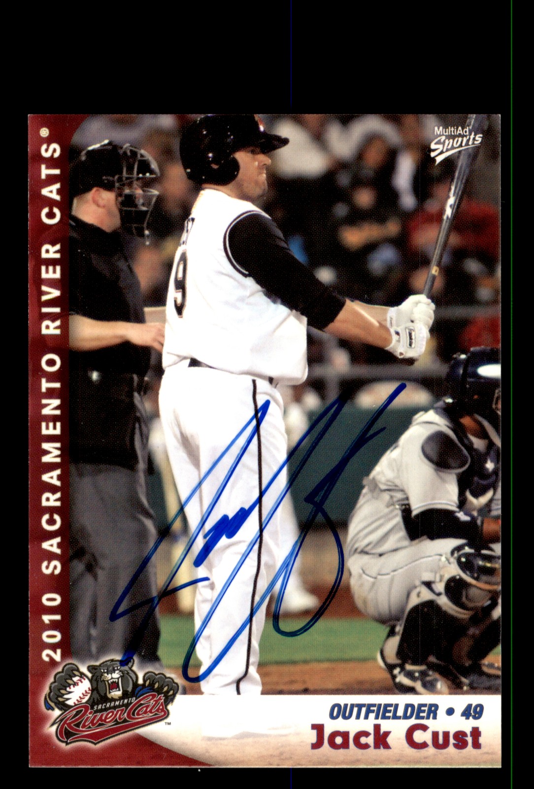 Signed Baseball Card Auto Jack Cust 2010 MultiAd Sacramento River Cats #7