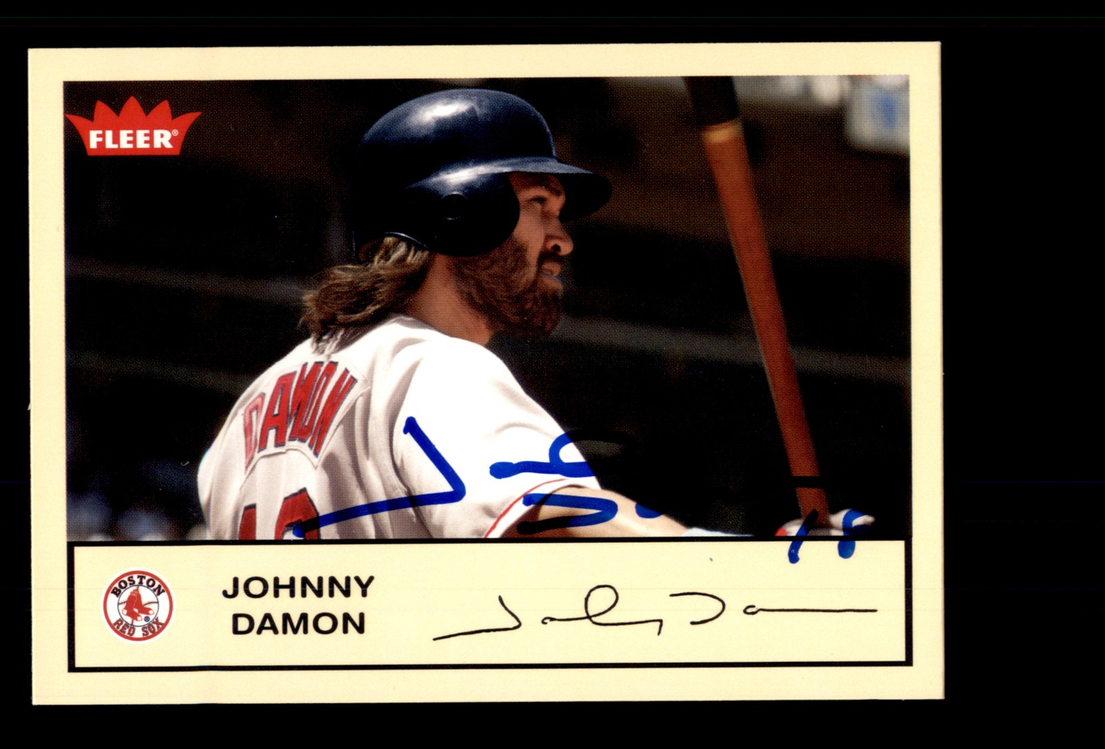 Signed Baseball Card Auto Johnny Damon 2005 Fleer Tradition #121 Boston Red Sox