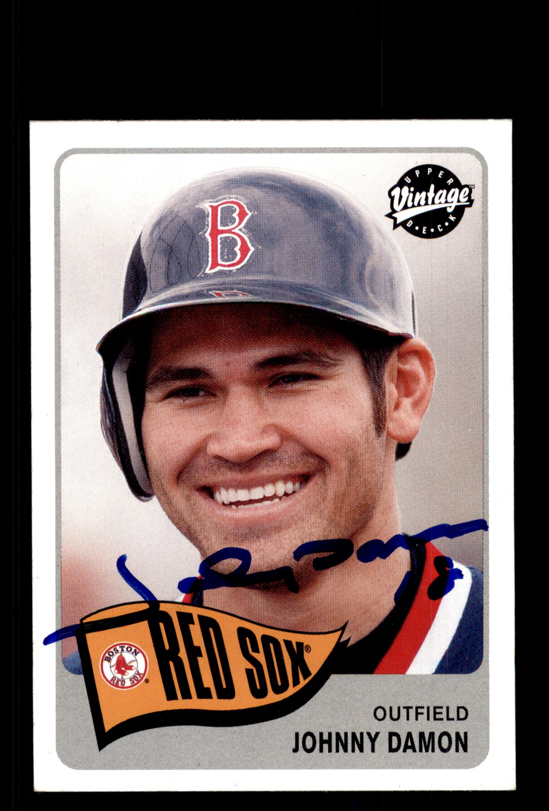 Signed Baseball Card Auto Johnny Damon 2003 Upper Deck Vintage #164 Red Sox