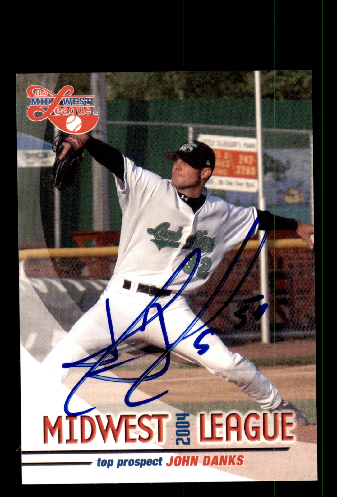 Signed Baseball Card Auto John Danks 2004 Grandstand Midwest League RC