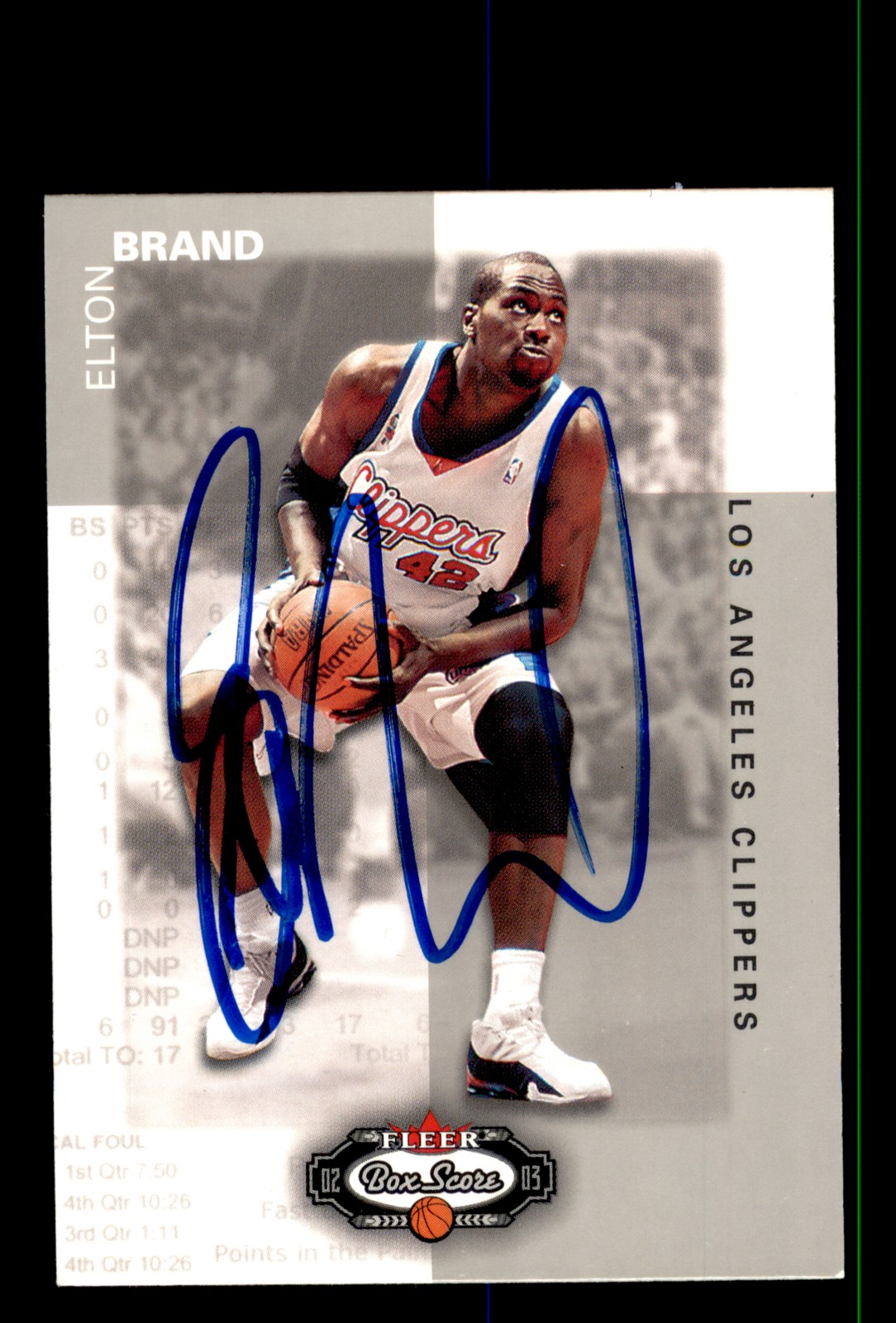 Signed Basketball Card Auto Elton Brand 2002-03 Fleer Box Score #4 Clippers