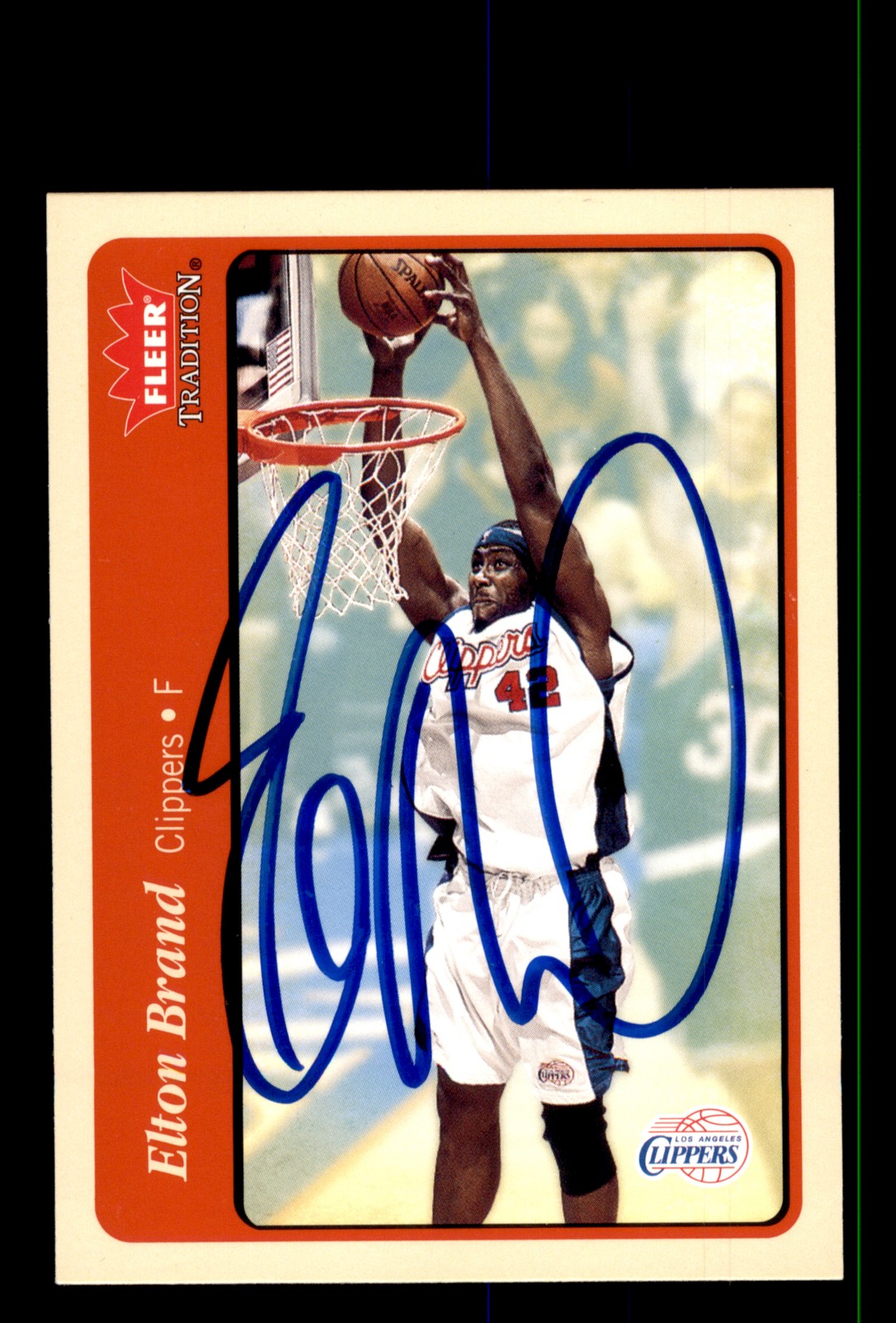 Signed Basketball Card Auto Elton Brand 2004-05 Fleer Tradition #144 Clippers