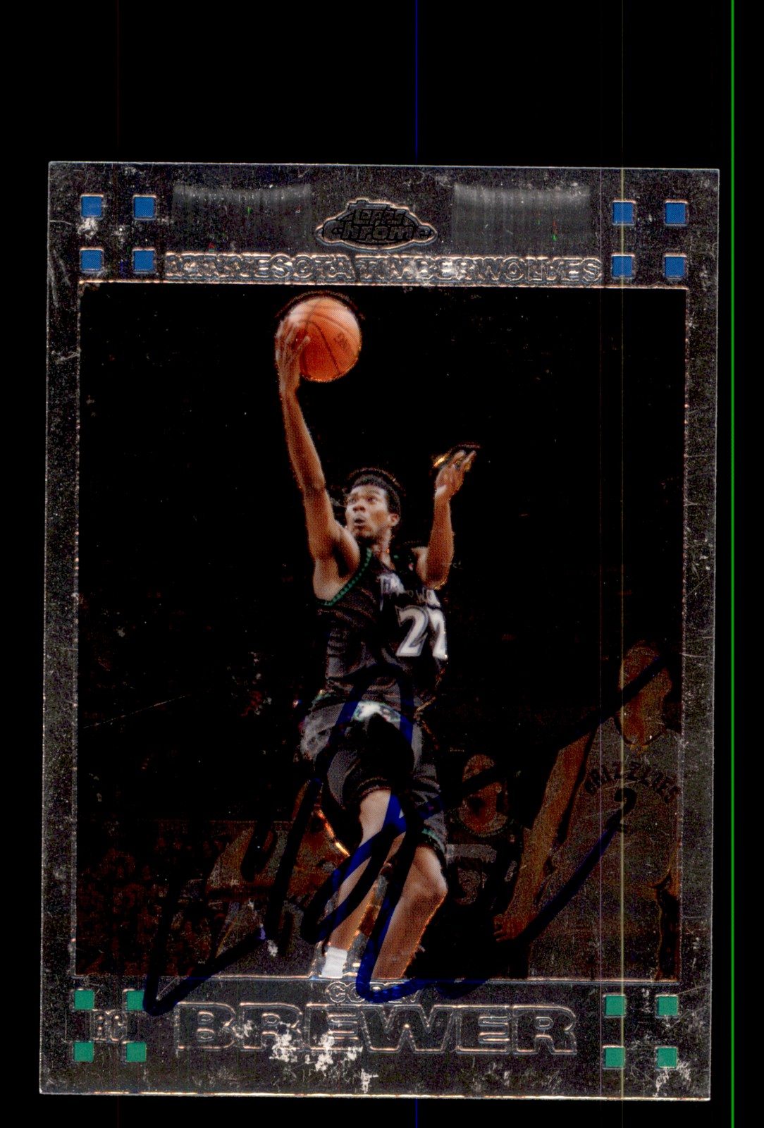 Signed Basketball Card Auto Corey Brewer 2007-08 Topps Chrome #129