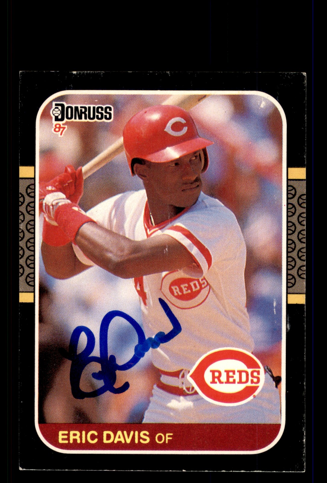 Signed Baseball Card Auto Eric Davis 1987 Donruss #265 Cincinnati Reds