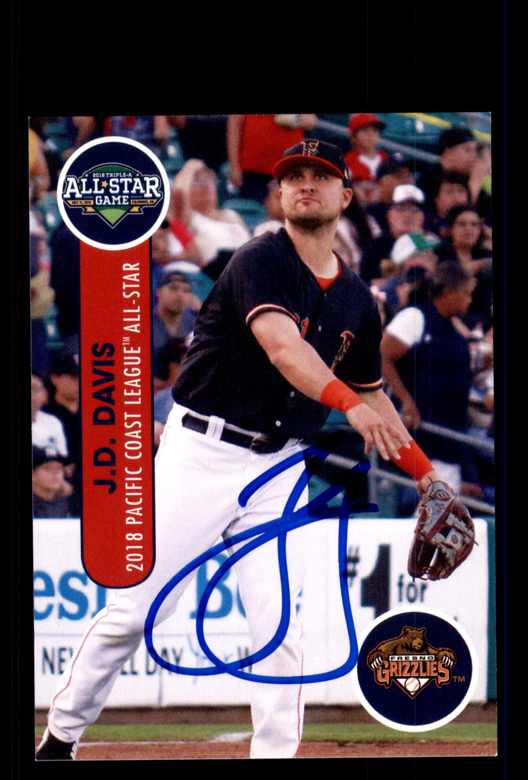 Signed Baseball Card Auto JD Davis 2018 Choice Pacific Coast League All-Stars #9