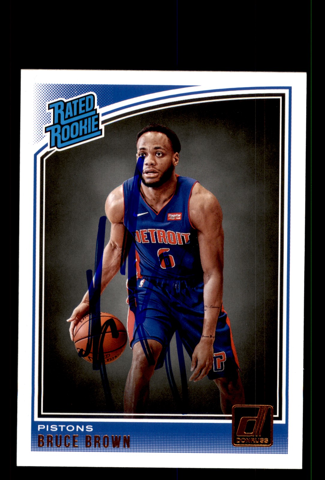 Signed Basketball Card Auto Bruce Brown 2018-19 Panini Obsidian #80 Pistons