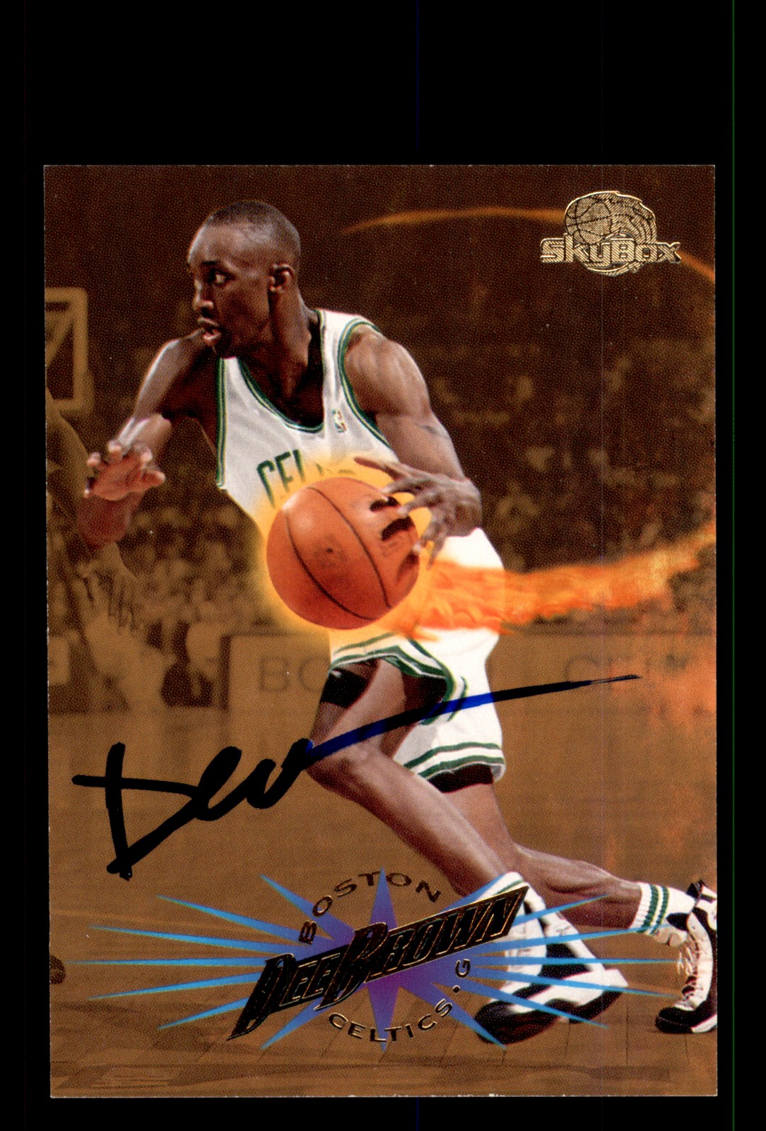 Signed Basketball Card Auto Dee Brown 1995-96 SkyBox Premium #5 Boston Celtics