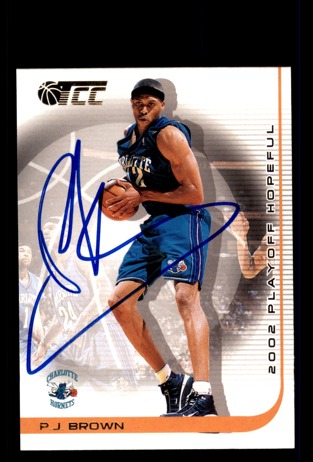 Signed Basketball Card Auto P.J. Brown 2001-02 Topps TCC #24 Charlotte Hornets