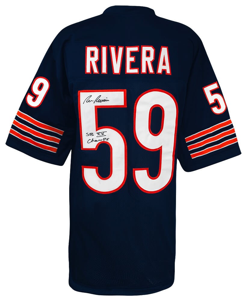 Ron Rivera Signed Navy Custom Football Jersey w/SB XX Champs - (SCHWARTZ COA)