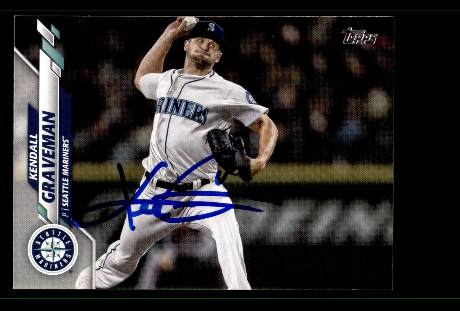 Signed Baseball Card Auto Kendall Graveman 2019 Topps Seattle Mariners #U-124