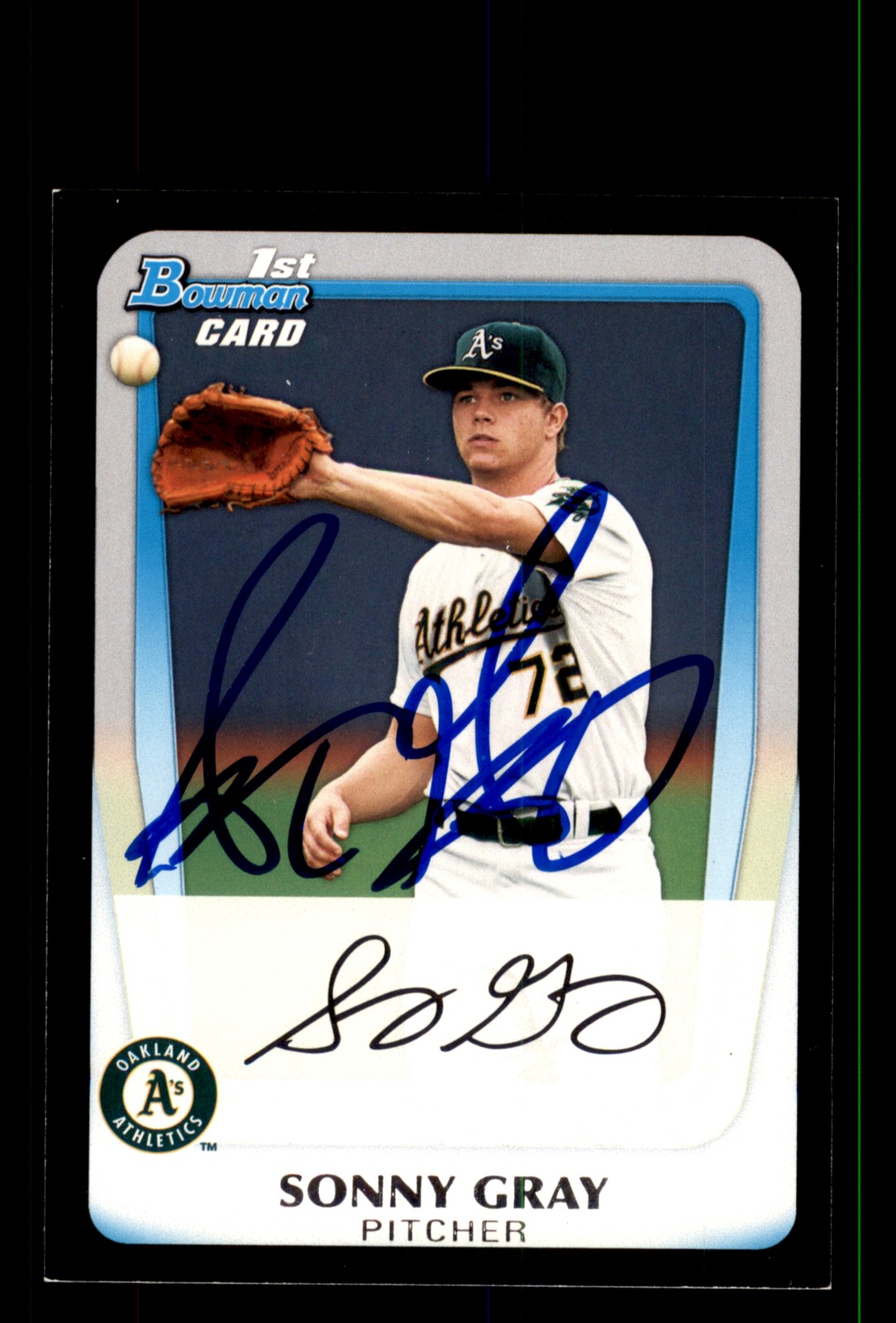 Signed Baseball Card Auto Sonny Gray 2011 Bowman #BDPP35 A's