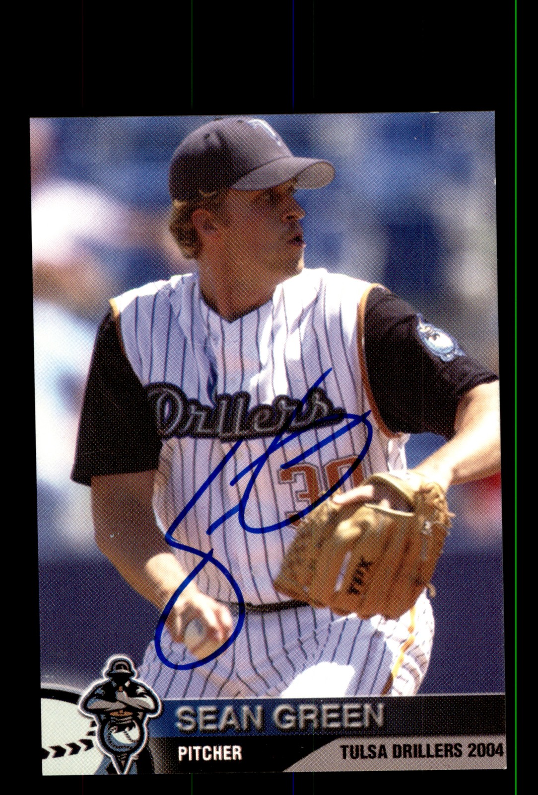 Signed Baseball Card Auto Sean Green 2004 Tulsa Drillers Police #7
