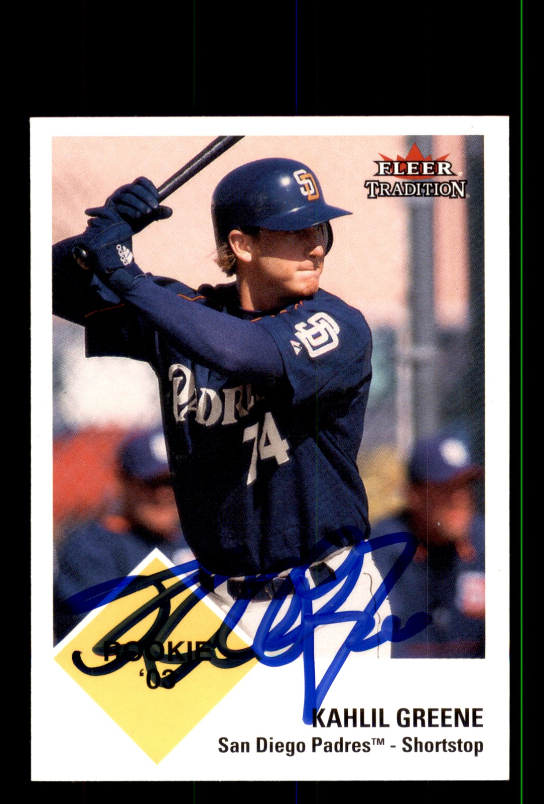 Signed Baseball Card Auto Khalil Greene 2003 Fleer Tradition Update #U298 Padres