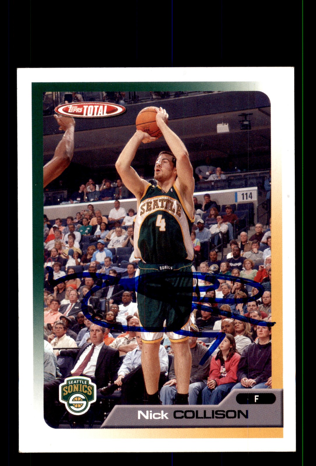 Signed Basketball Card Auto Nick Collison 2005-06 Topps Total #25