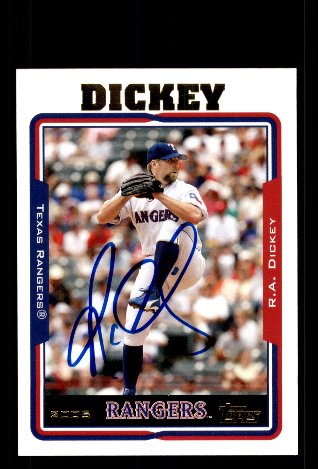 Signed Baseball Card Auto R.A. Dickey 2005 Topps #489 Texas Rangers