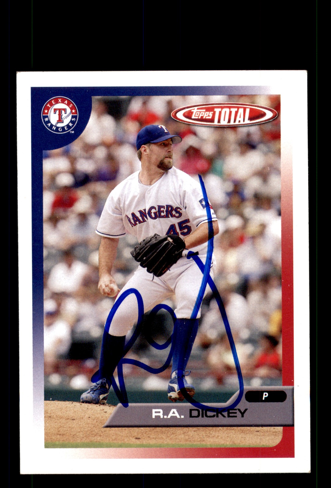 Signed Baseball Card Auto R.A. Dickey 2005 Topps Total #514 Texas Rangers