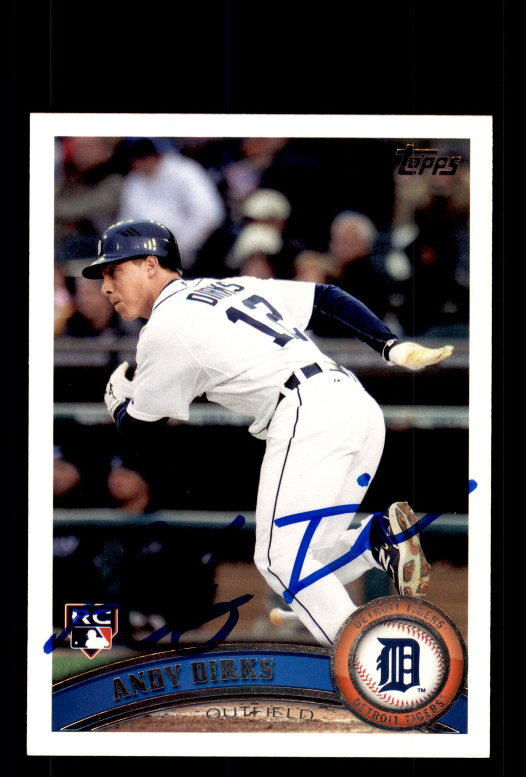 Signed Baseball Card Auto Andy Dirks 2011 Topps Update #US66 Detroit Tigers