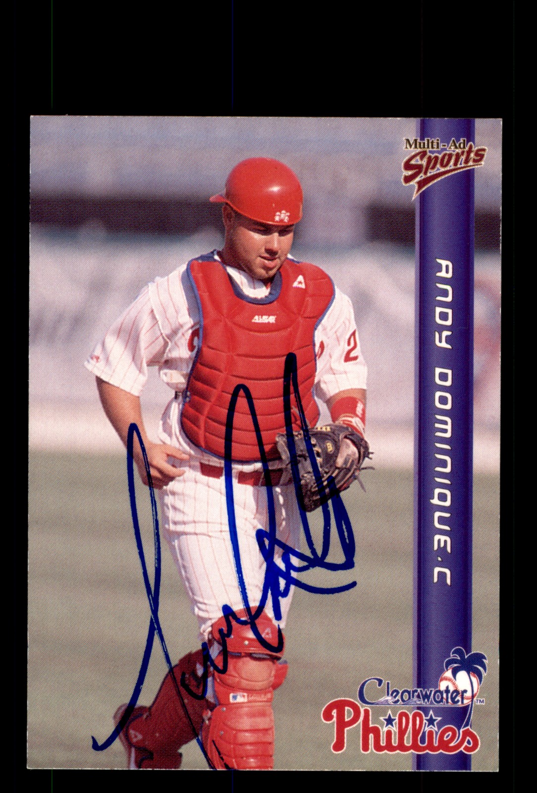 Signed Baseball Card Auto Andy Dominique 1999 Multi-Ad Clearwater Phillies #4