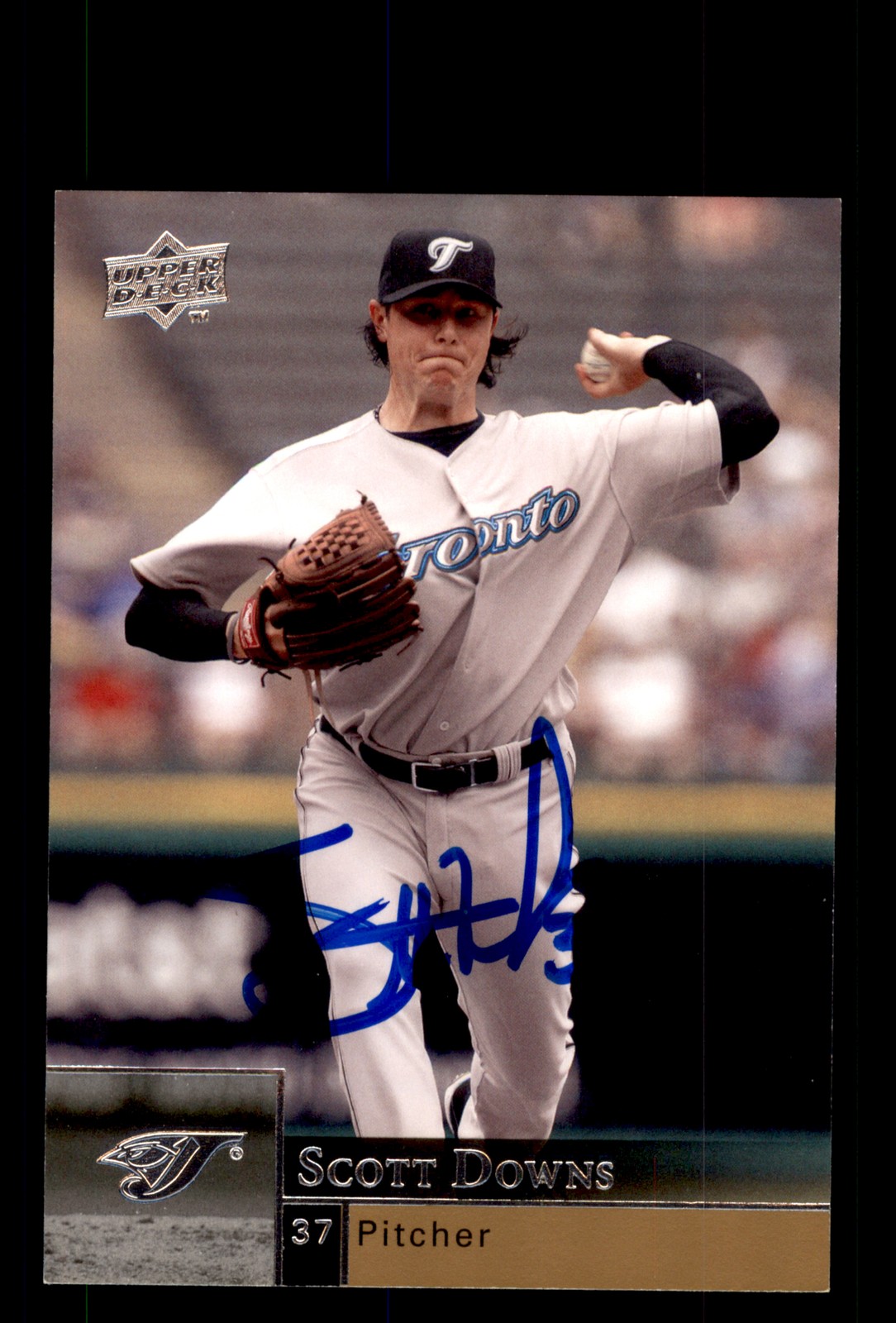 Signed Baseball Card Auto Scott Downs 2009 Upper Deck #919 Toronto Blue Jays