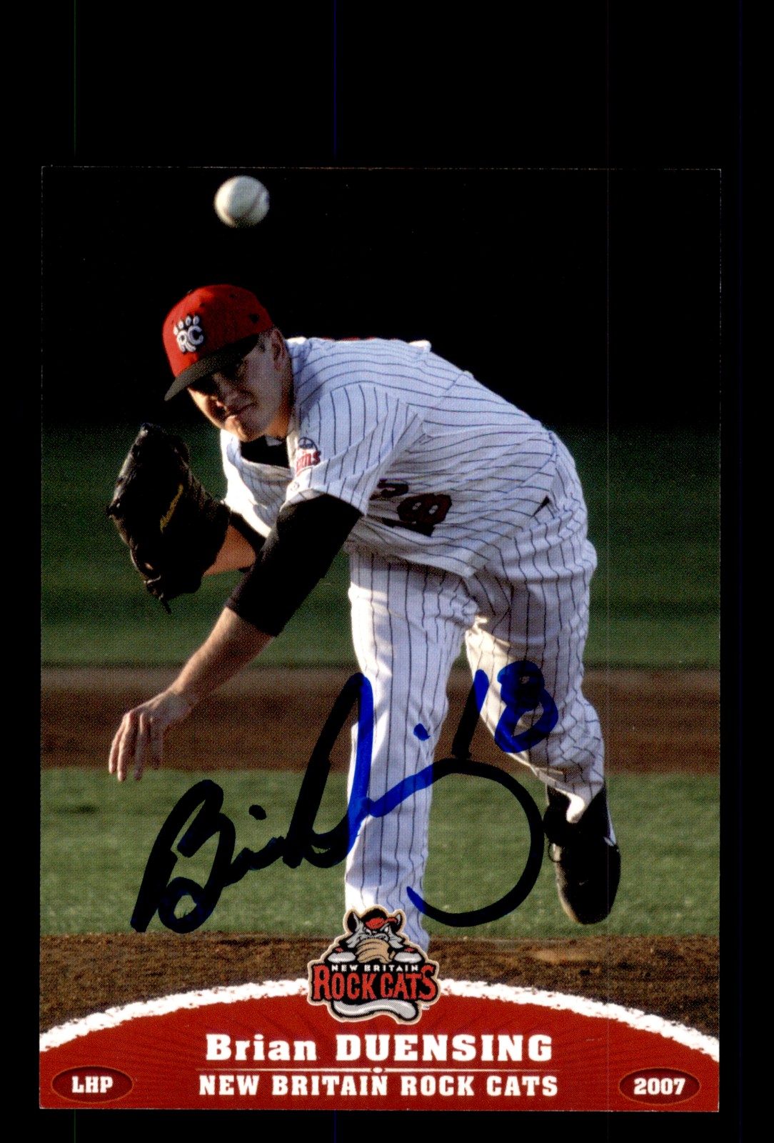 Signed Baseball Card Auto Brian Duensing 2007 Grandstand New Britain Rock Cats