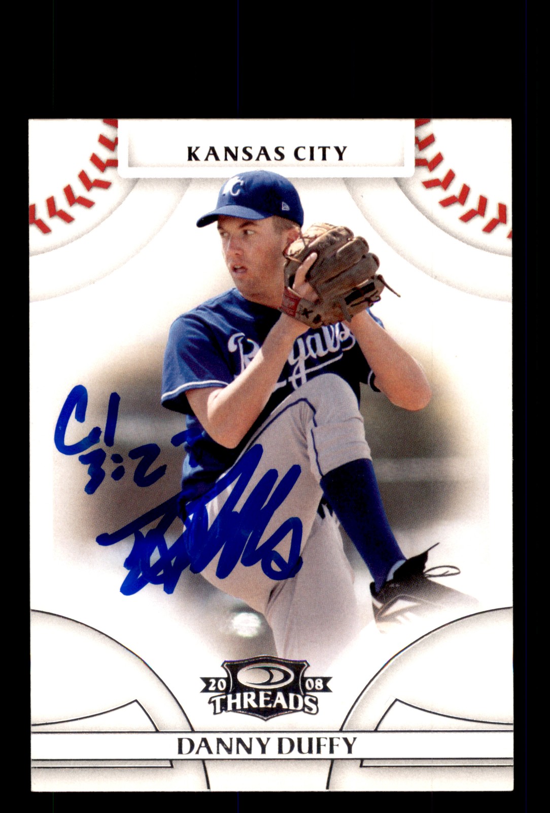 Signed Baseball Card Auto Danny Duffy 2008 Donruss Threads #65 Royals