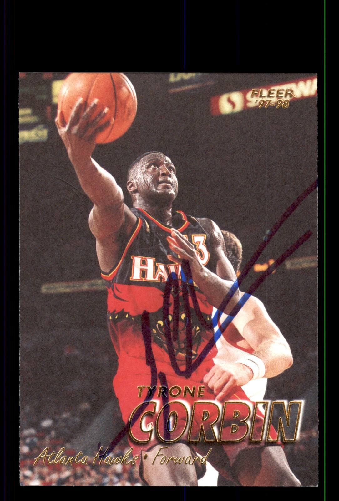 Signed Basketball Card Auto Tyrone Corbin 1997-98 Fleer #147 Atlanta Hawks
