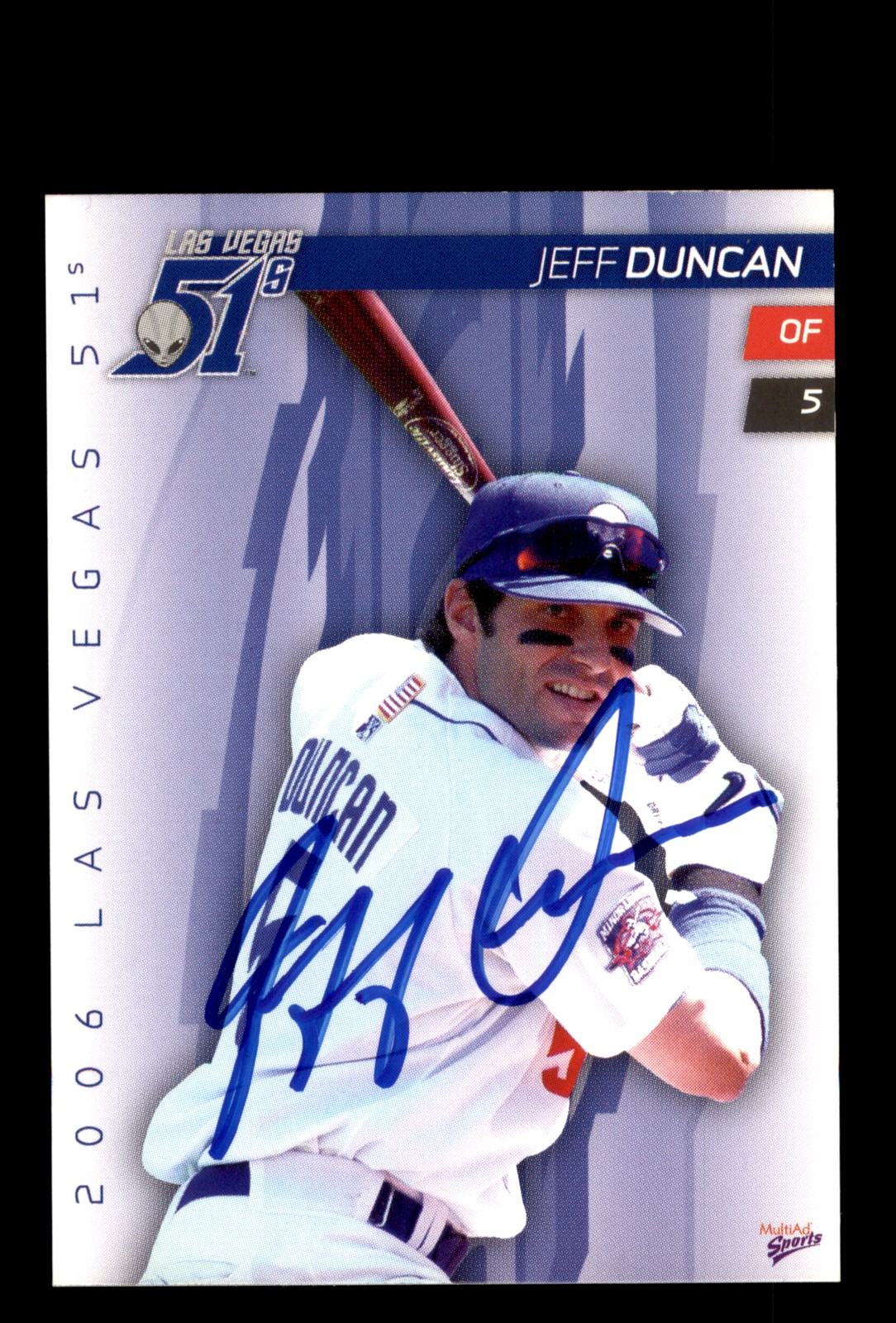 Signed Baseball Card Auto Jeff Duncan 2006 MultiAd Las Vegas 51s #6