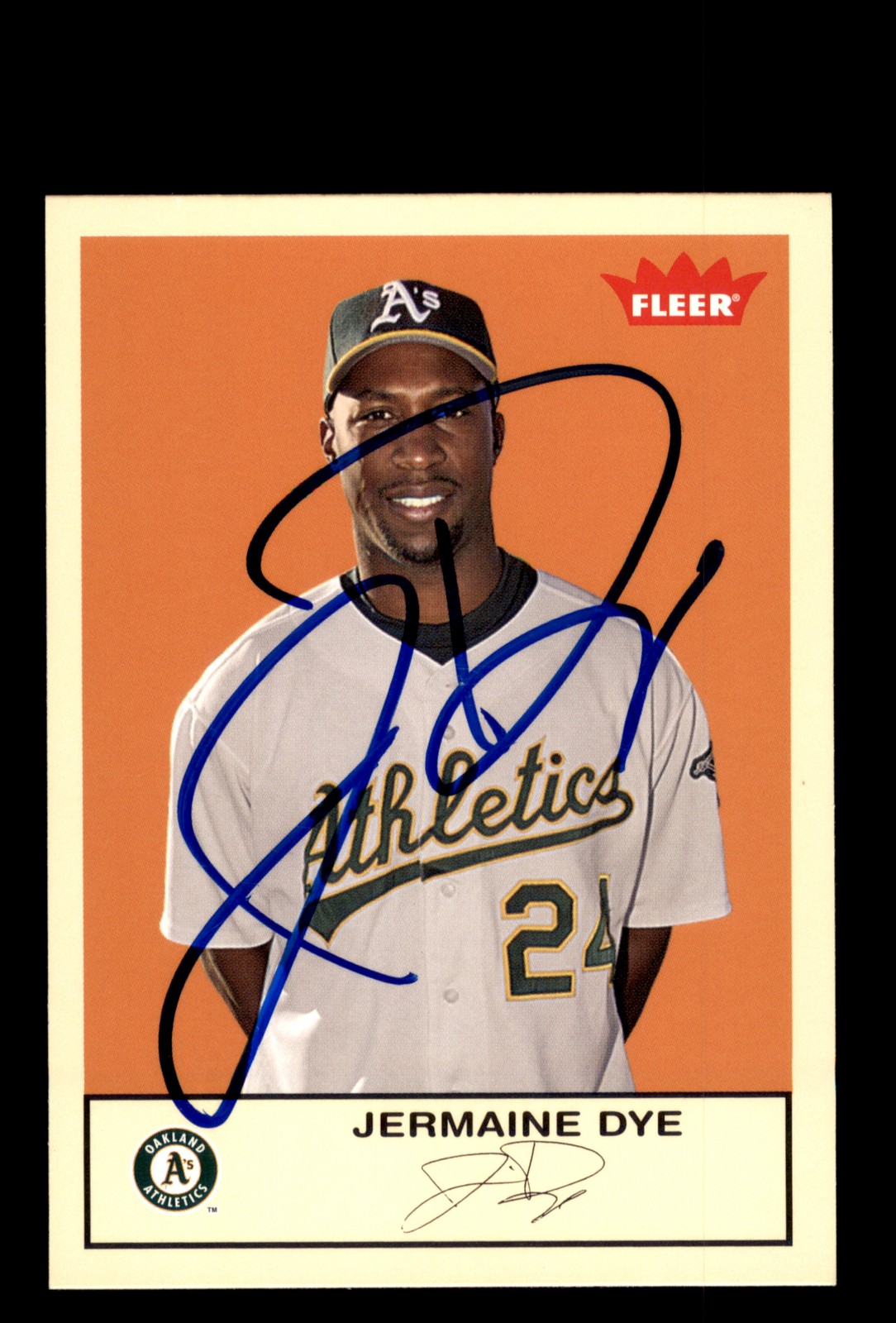 Signed Baseball Card Auto Jermaine Dye 2005 Fleer Tradition #298 Oakland A's