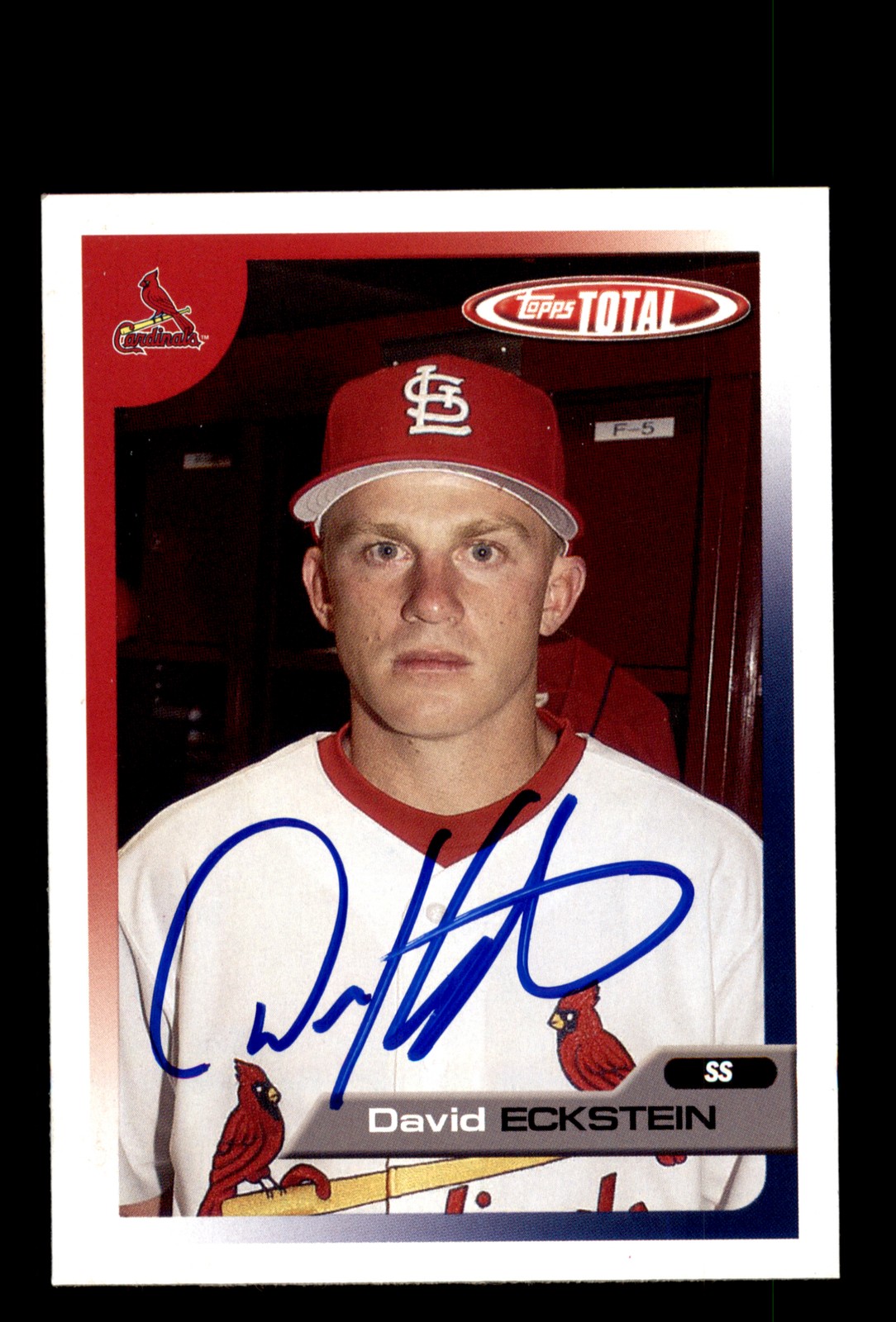 Signed Baseball Card Auto David Eckstein 2005 Topps Total #317 Cardinals