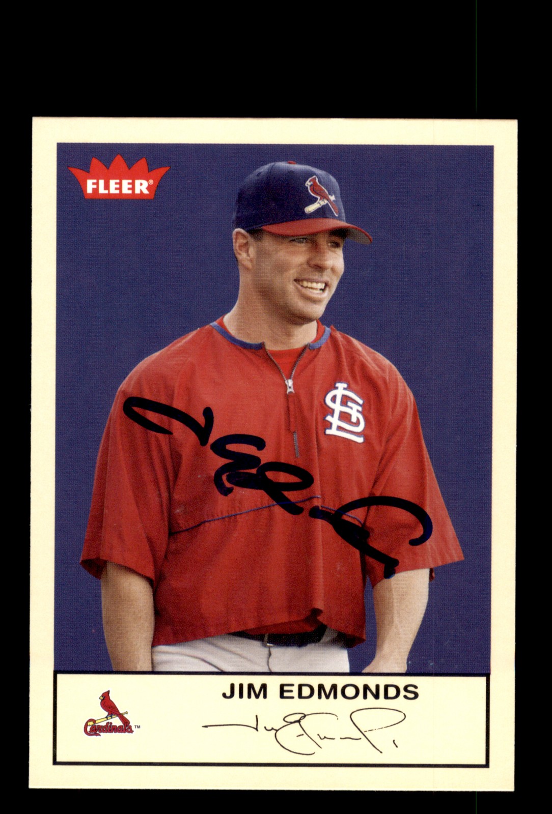 Signed Baseball Card Auto Jim Edmonds 2005 Fleer Tradition #125 Cardinals
