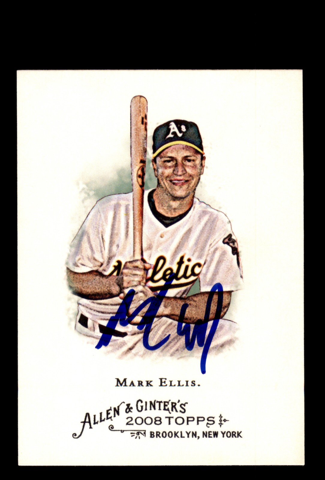 Signed Baseball Card Auto Mark Ellis 2008 Topps Allen & Ginter #32 Oakland A's