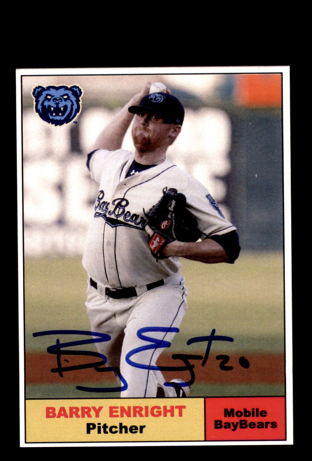 Signed Baseball Card Auto Barry Enright 2010 Mobile BayBears