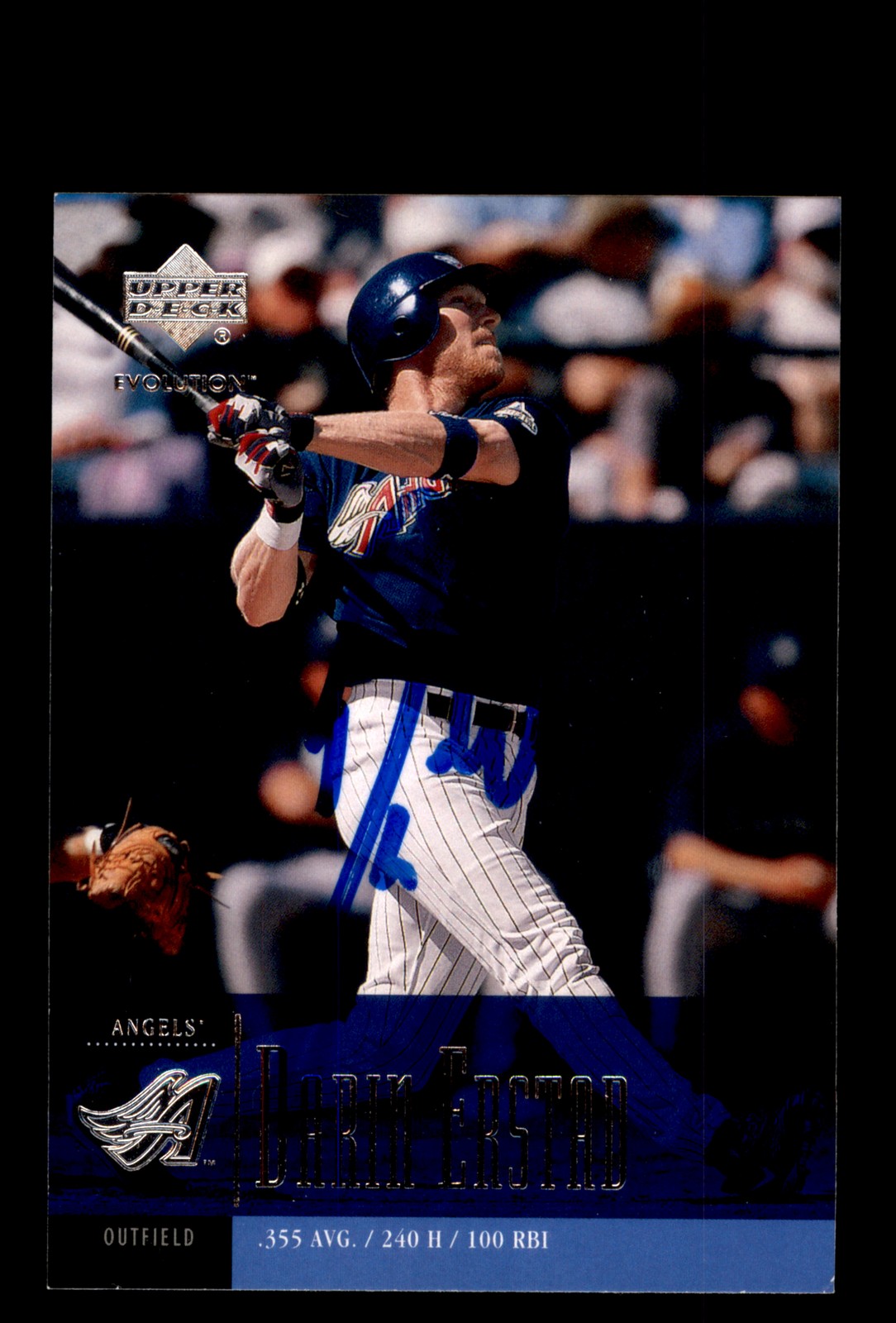 Signed Baseball Card Auto Darin Erstad 2001 Upper Deck Evolution Angels