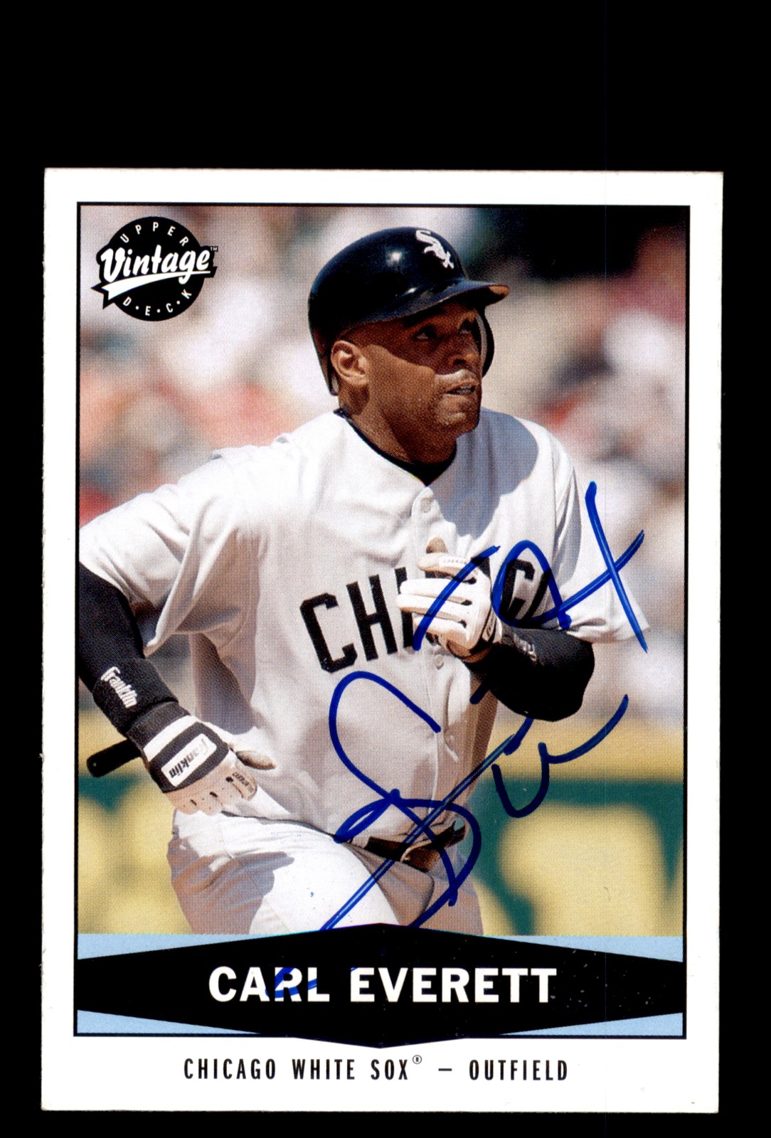 Signed Baseball Card Auto Carl Everett 2004 Upper Deck Vintage #187 White Sox