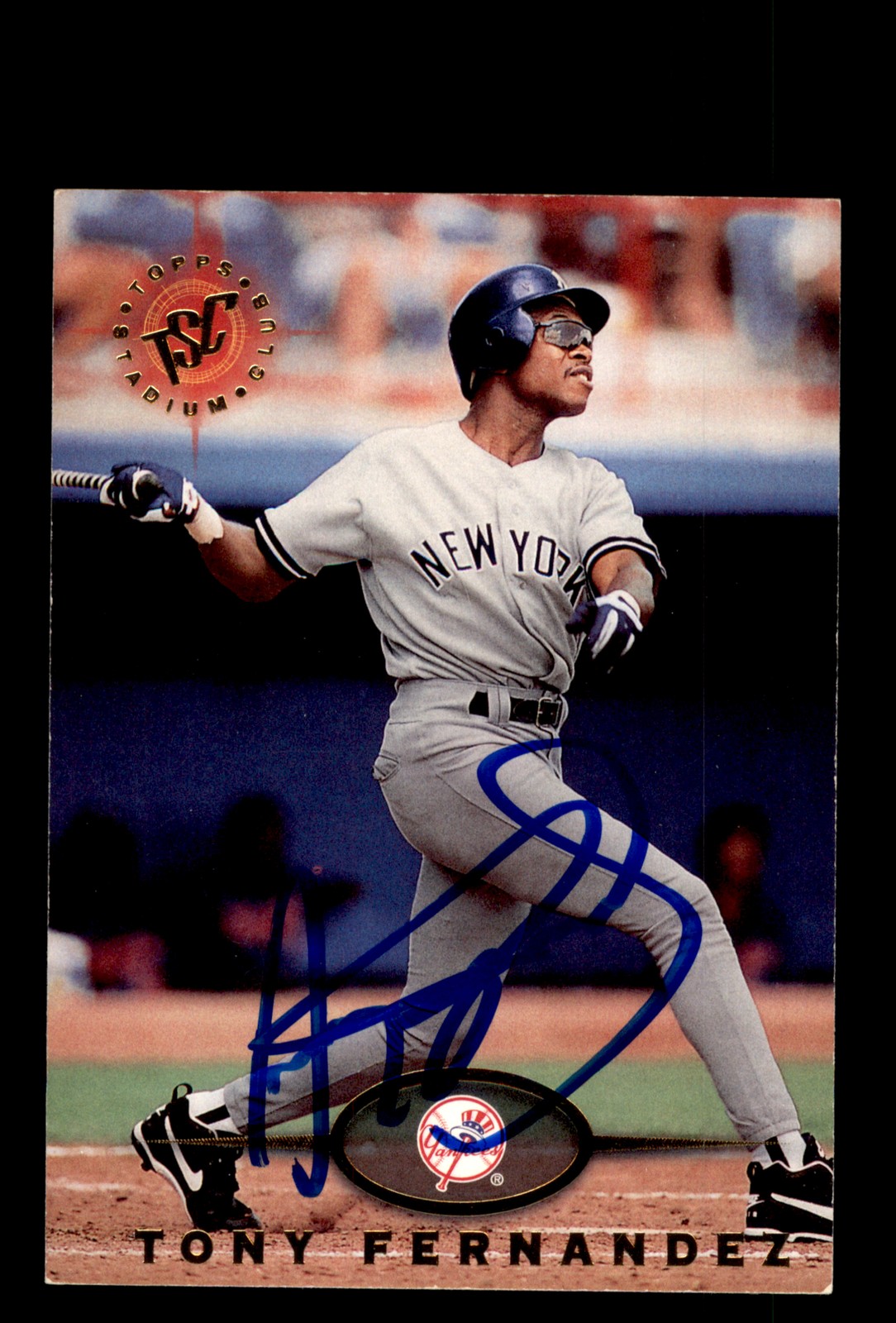 Signed Baseball Card Auto Tony Fernandez 1995 Stadium Club #544 New York Yankees
