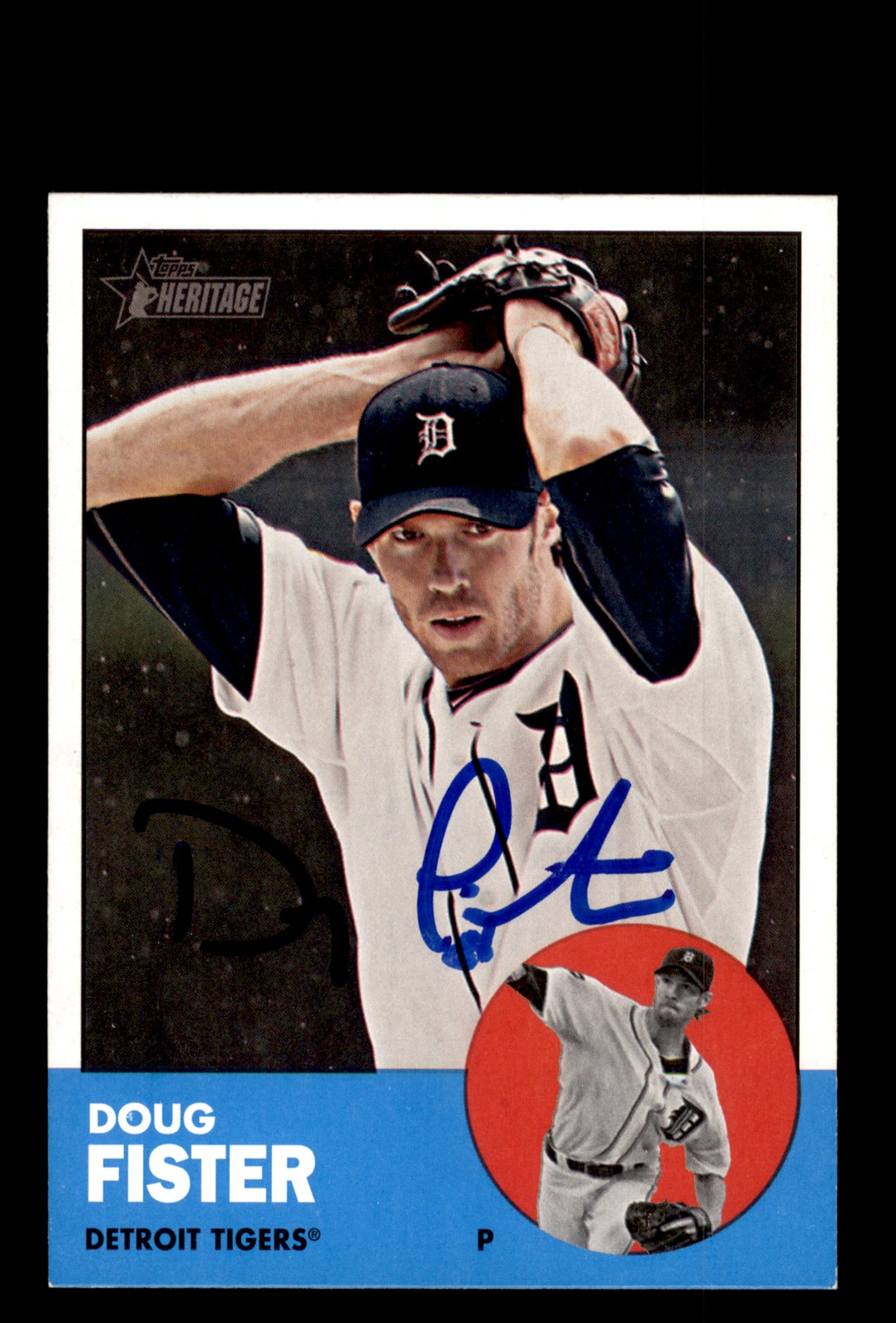 Signed Baseball Card Auto Doug Fister 2012 Topps Heritage #84 Detroit Tigers