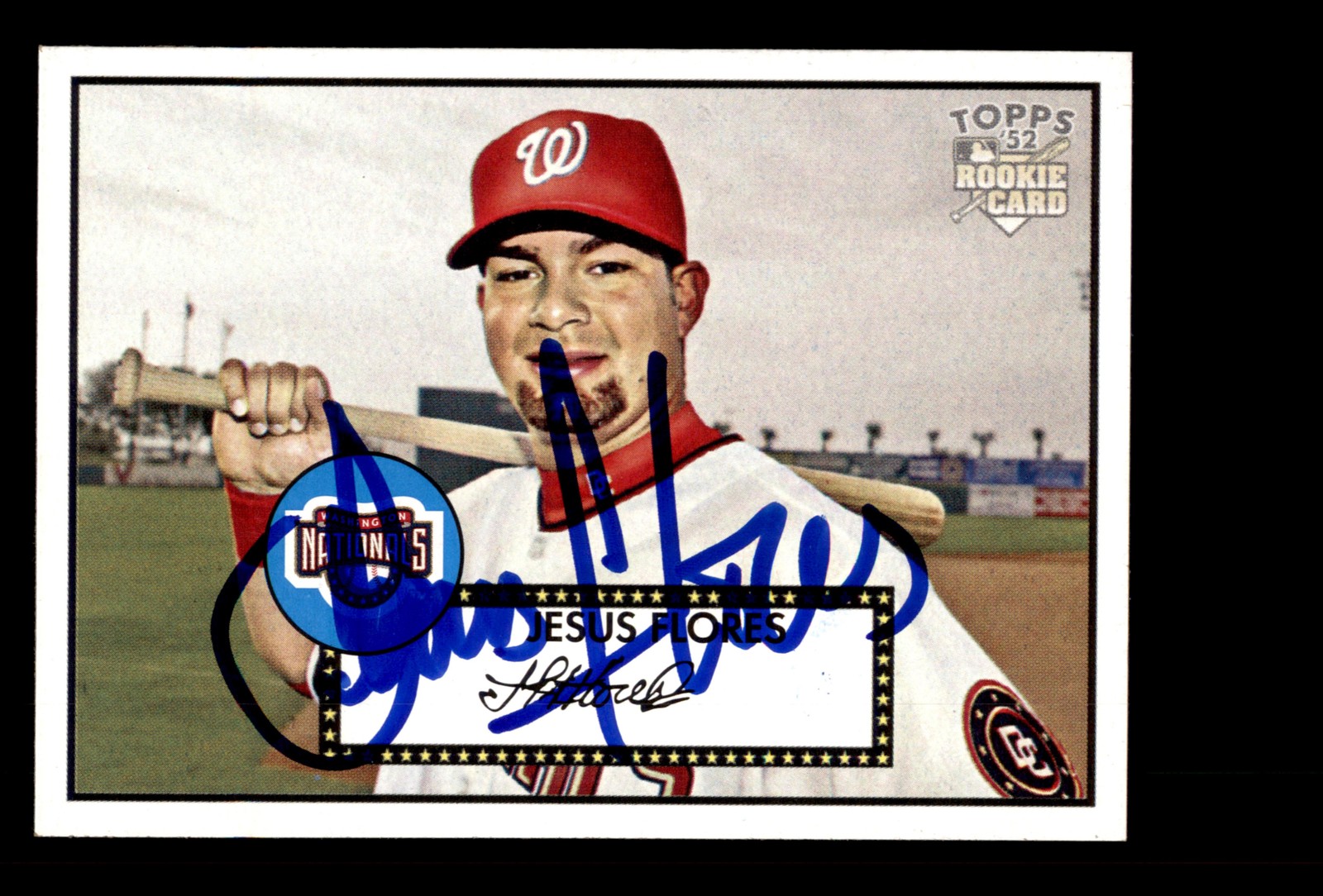 Signed Baseball Card Auto Jesus Flores 2007 Topps Rookie 52 #6 Nationals