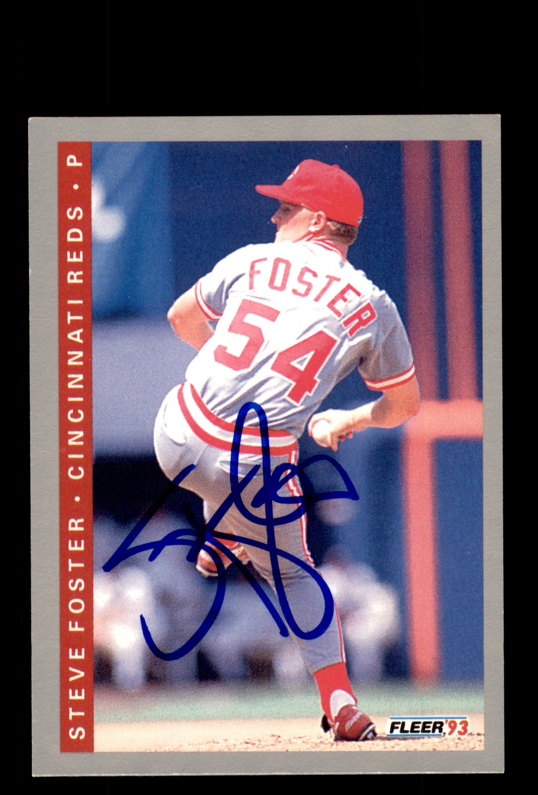 Signed Baseball Card Auto Steve Foster 1992 Fleer Update #U-80 Cincinnati Reds