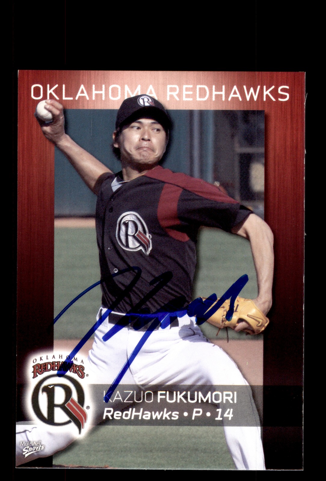 Signed Baseball Card Auto Kazuo Fukumori 2008 Oklahoma City Redhawks Japan