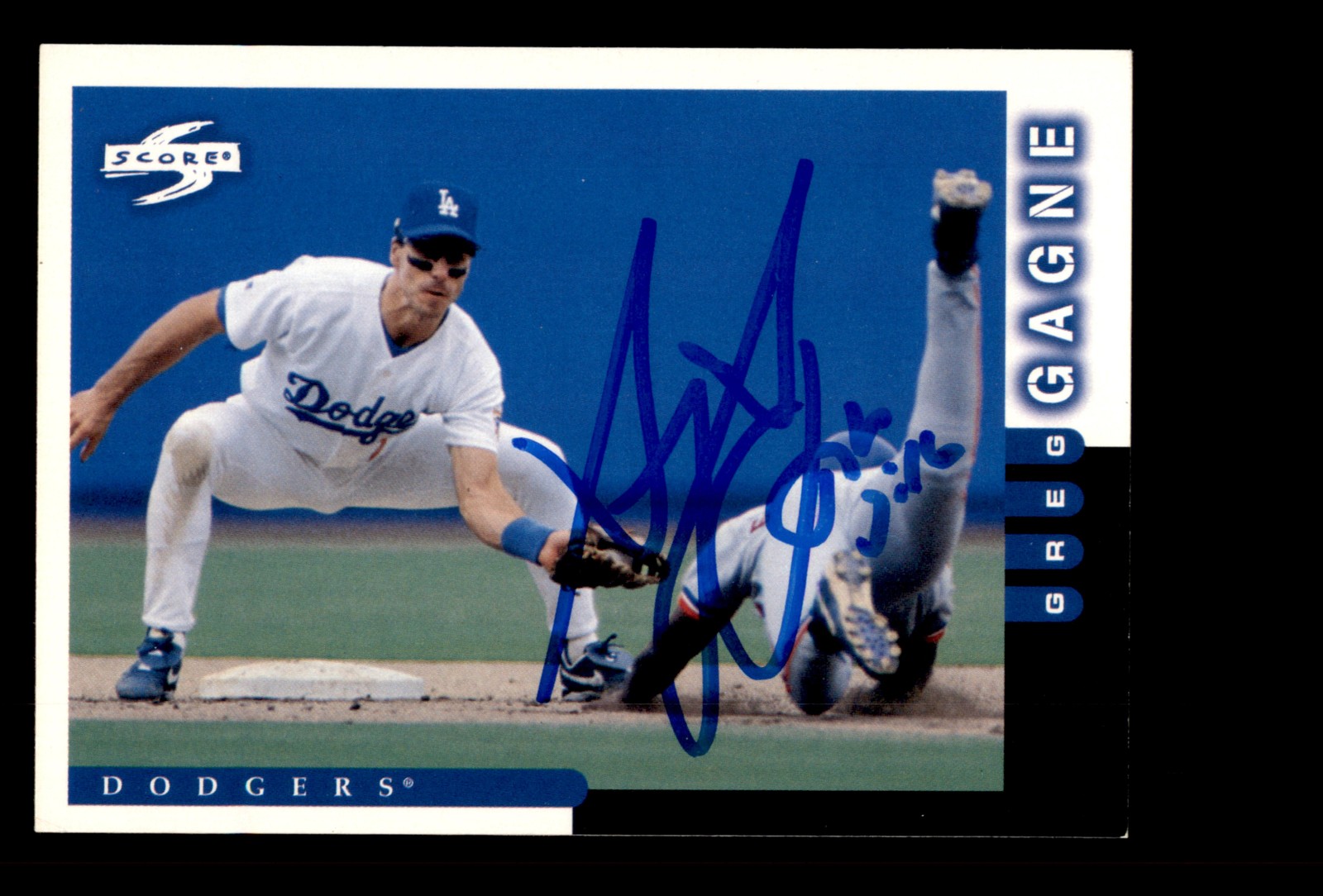 Signed Baseball Card Auto Greg Gagne 1998 Score #72 Los Angeles Dodgers