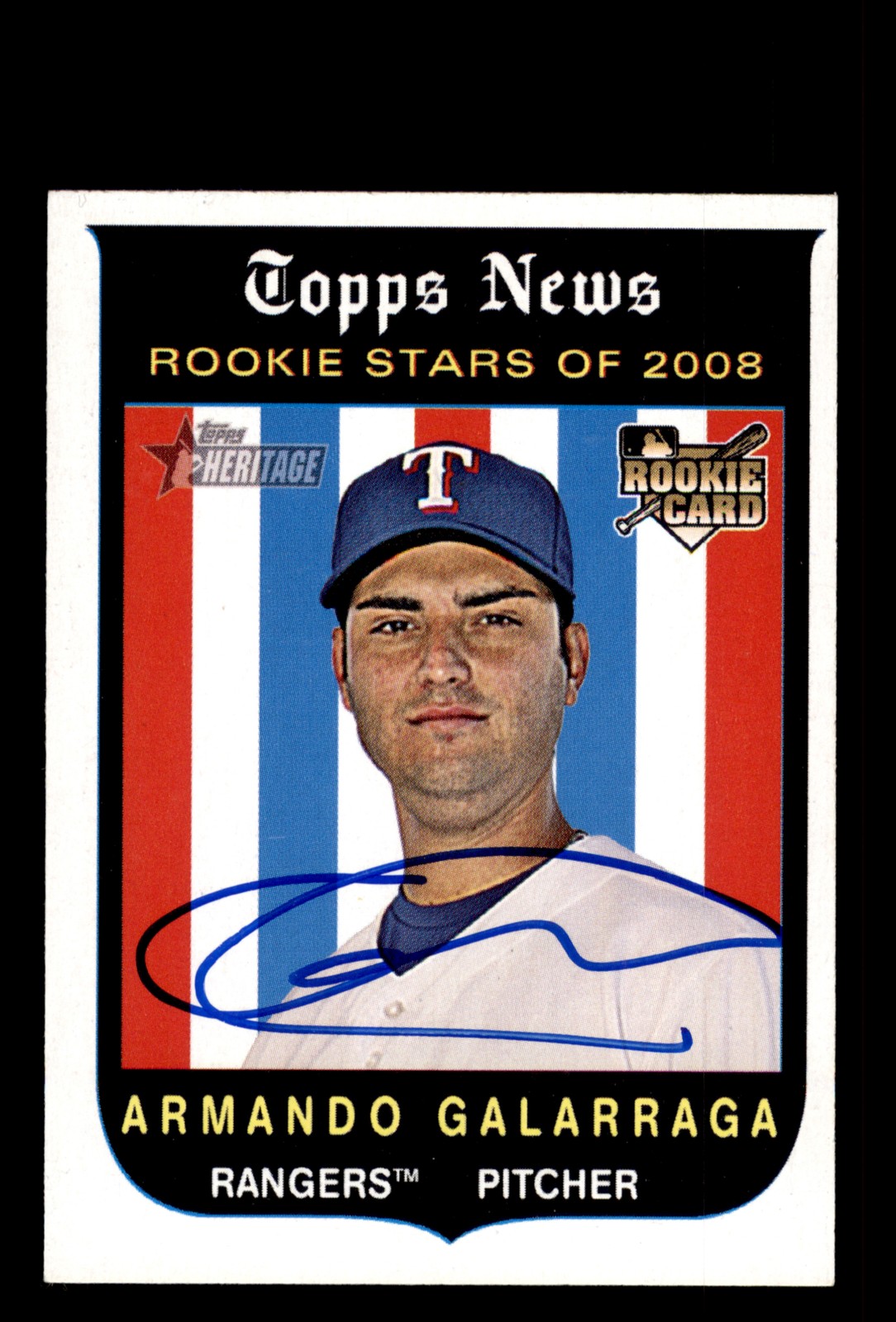 Signed Baseball Card Auto Armando Galarraga 2008 Topps Heritage #124 Rangers
