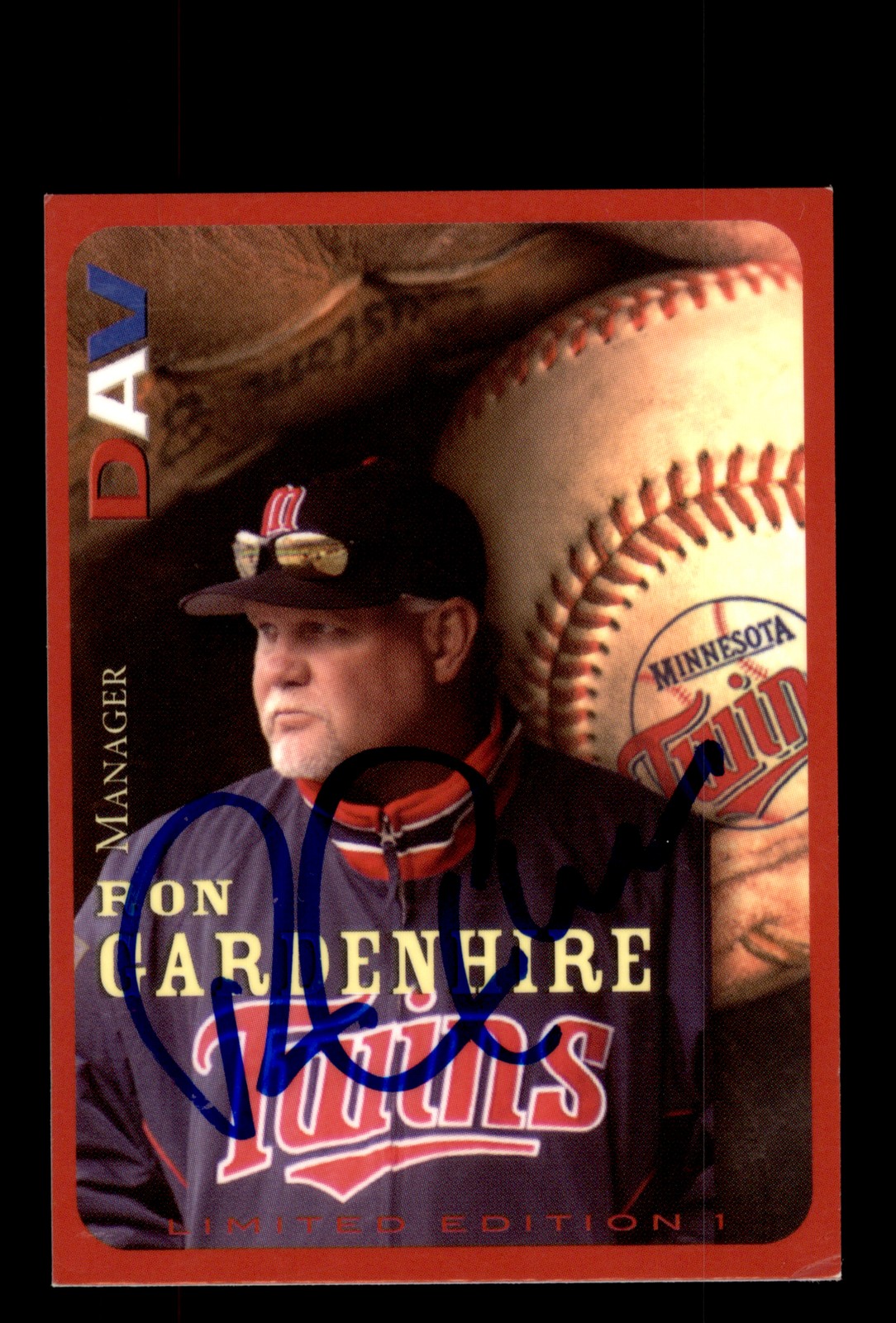 Signed Baseball Card Auto Ron Gardenhire 2005 DAV Minnesota Twins