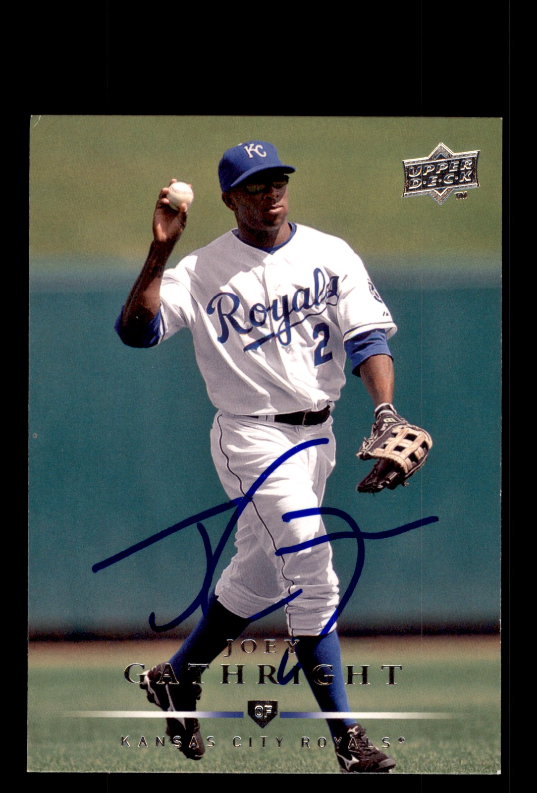 Signed Baseball Card Auto Joey Gathright 2008 Upper Deck #525 Kansas City Royals