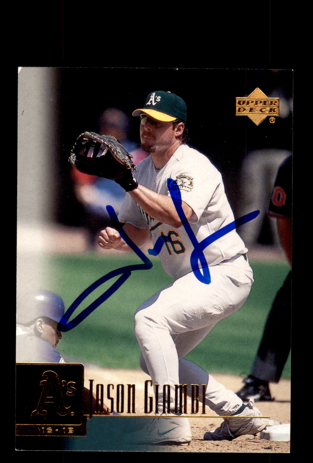Signed Baseball Card Auto Jason Giambi 2001 Upper Deck #53 Oakland Athletics