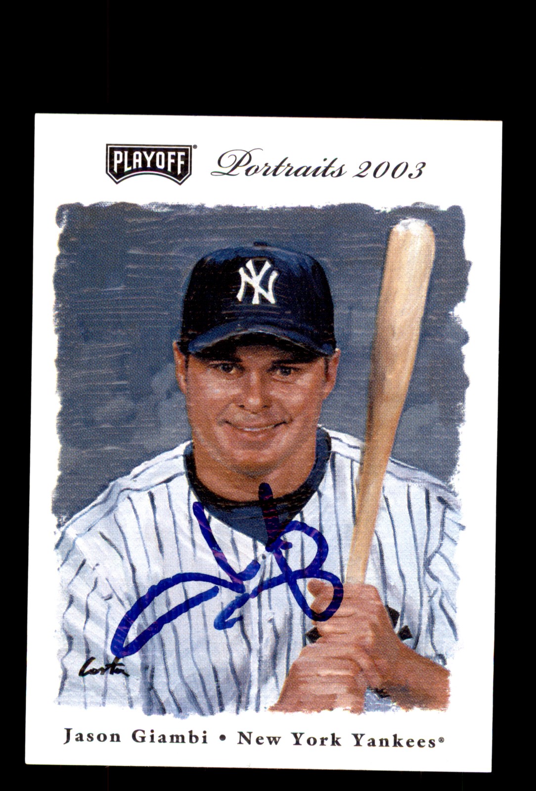 Signed Baseball Card Auto Jason Giambi 2003 Playoff Portraits #11 Yankees