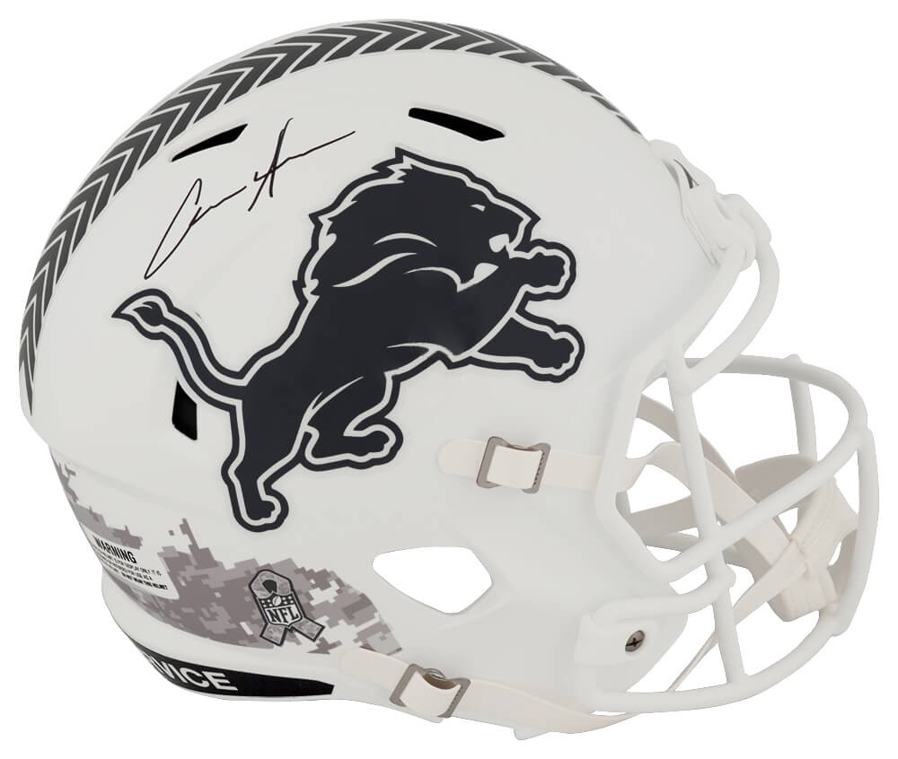 Aidan Hutchinson Signed Lions 2024 SALUTE Riddell F/S Replica Helmet - (SS COA)