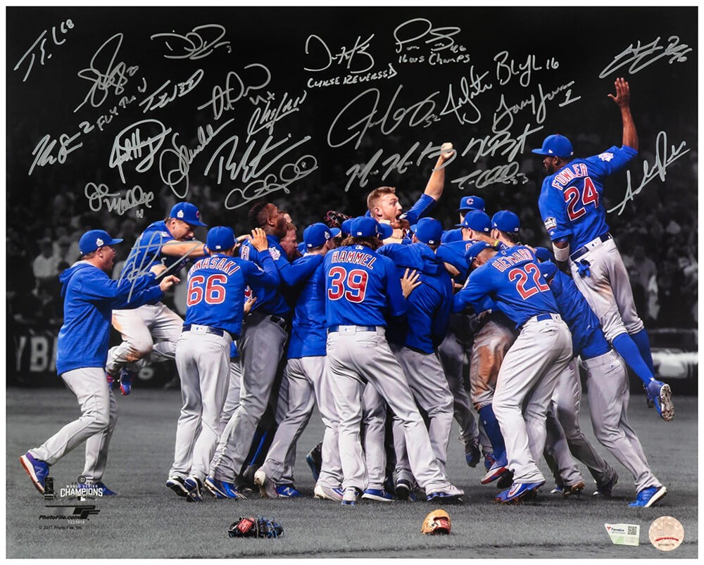 2016 Cubs Team Signed 2016 World Series Spotlight 16x20 Photo (24 Sigs) (SS COA)