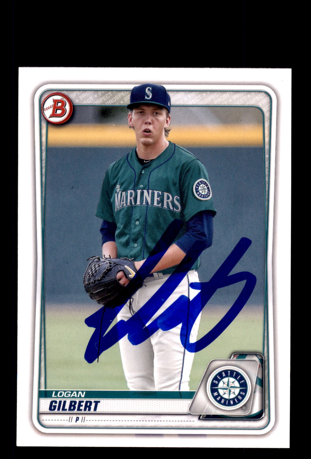 Signed Baseball Card Auto Logan Gilbert 2020 Bowman #BD-37 Mariners