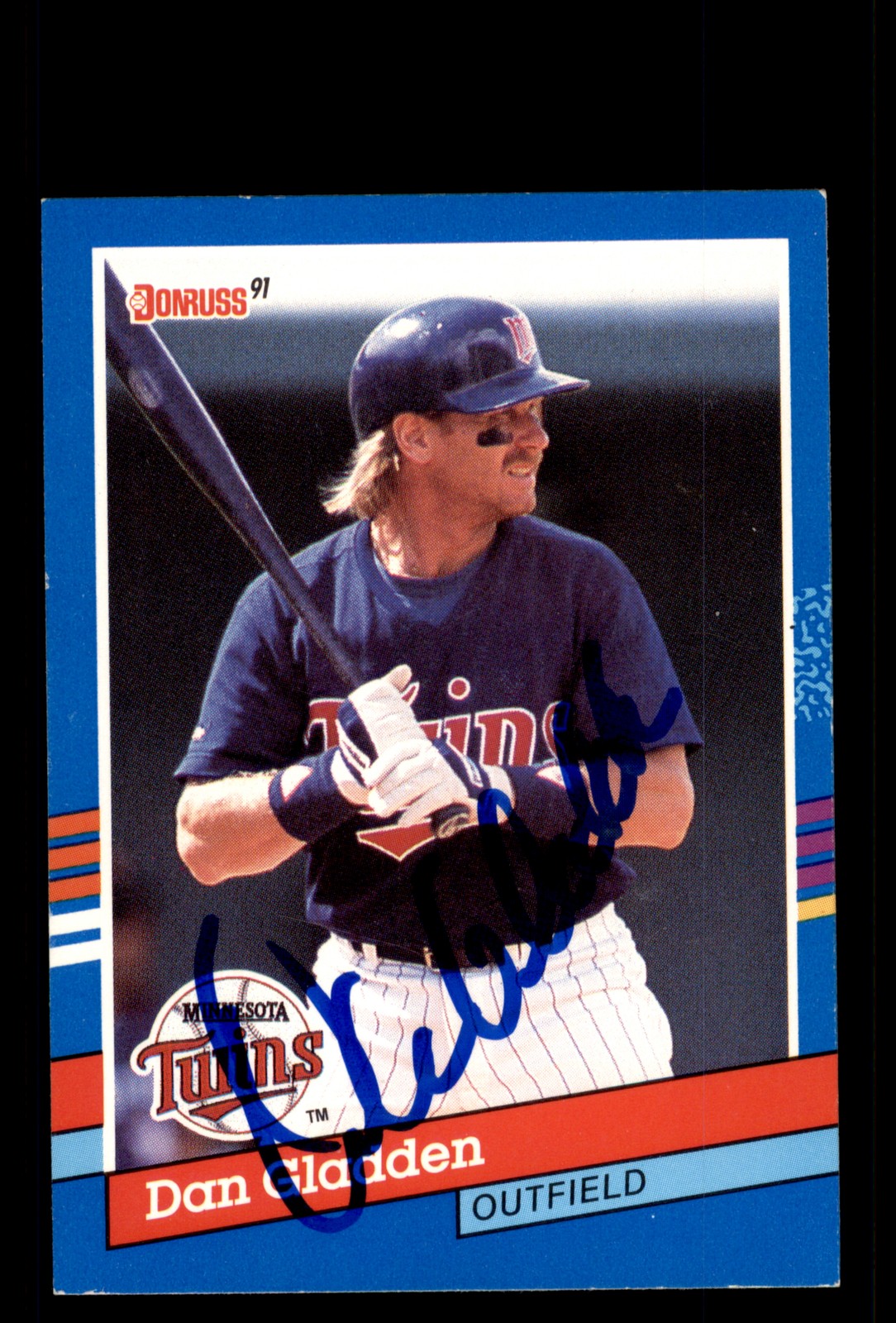 Signed Baseball Card Auto Dan Gladden 1991 Donruss #228 Minnesota Twins